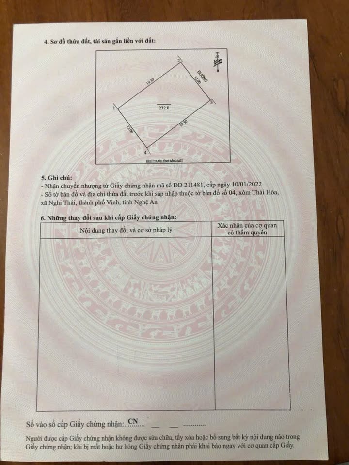 Đất nền Nghi Vạn Nghi Lộc 232m² thỏa thuận - Sổ đỏ chính chủ