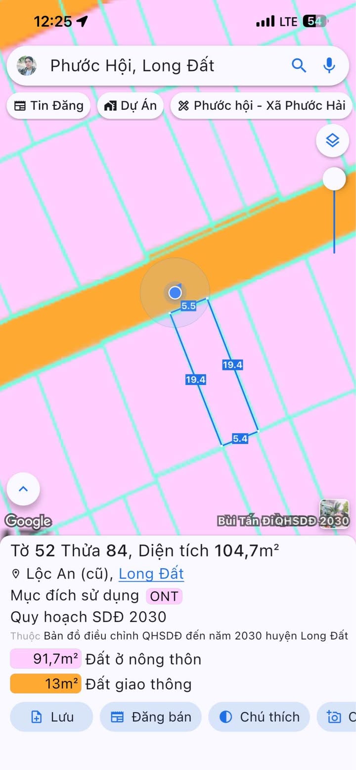 Nhà Phước Hội Long Đất 110m² giá 1,89 tỷ - Ô tô vào sân