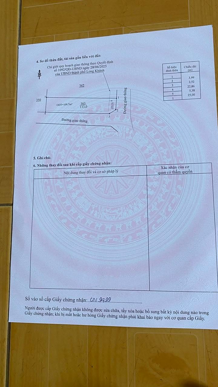 Đất Xuân Lập Long Khánh 138m² 820 triệu - Sổ đỏ