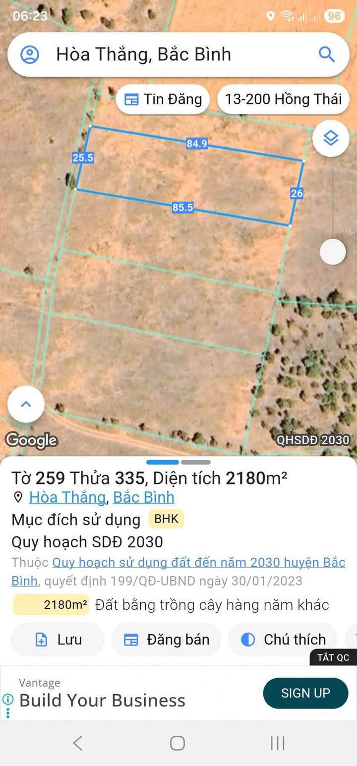 Đất Hòa Thắng Bắc Bình 2.180m² 3.936 tỷ - Sổ đỏ