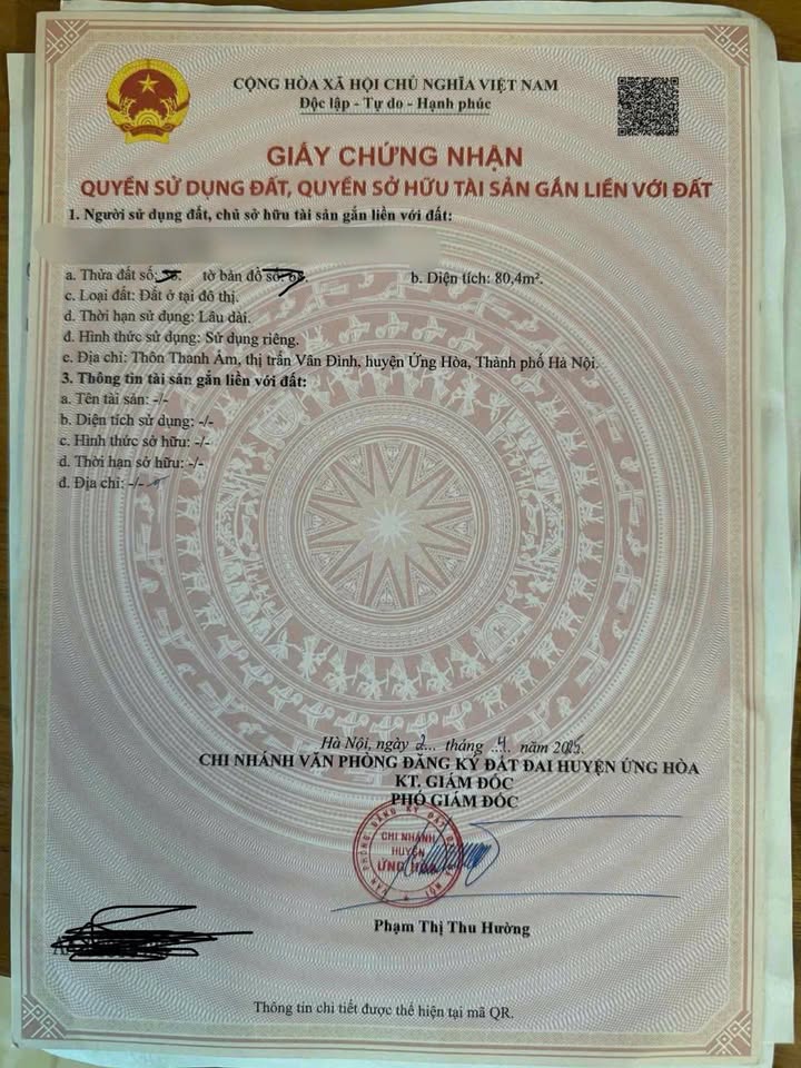 Đất Vân Đình 80m² thỏa thuận - Sổ đỏ chính chủ, ô tô tránh