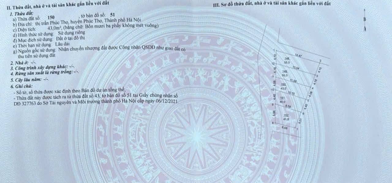 Đất nền Thị trấn Phúc Thọ 43m² 2 tỷ - Sổ đỏ chính chủ