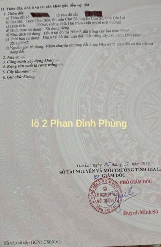 Đất nền Chư Sê 10x29 1.8 tỷ - Sổ đỏ chính chủ