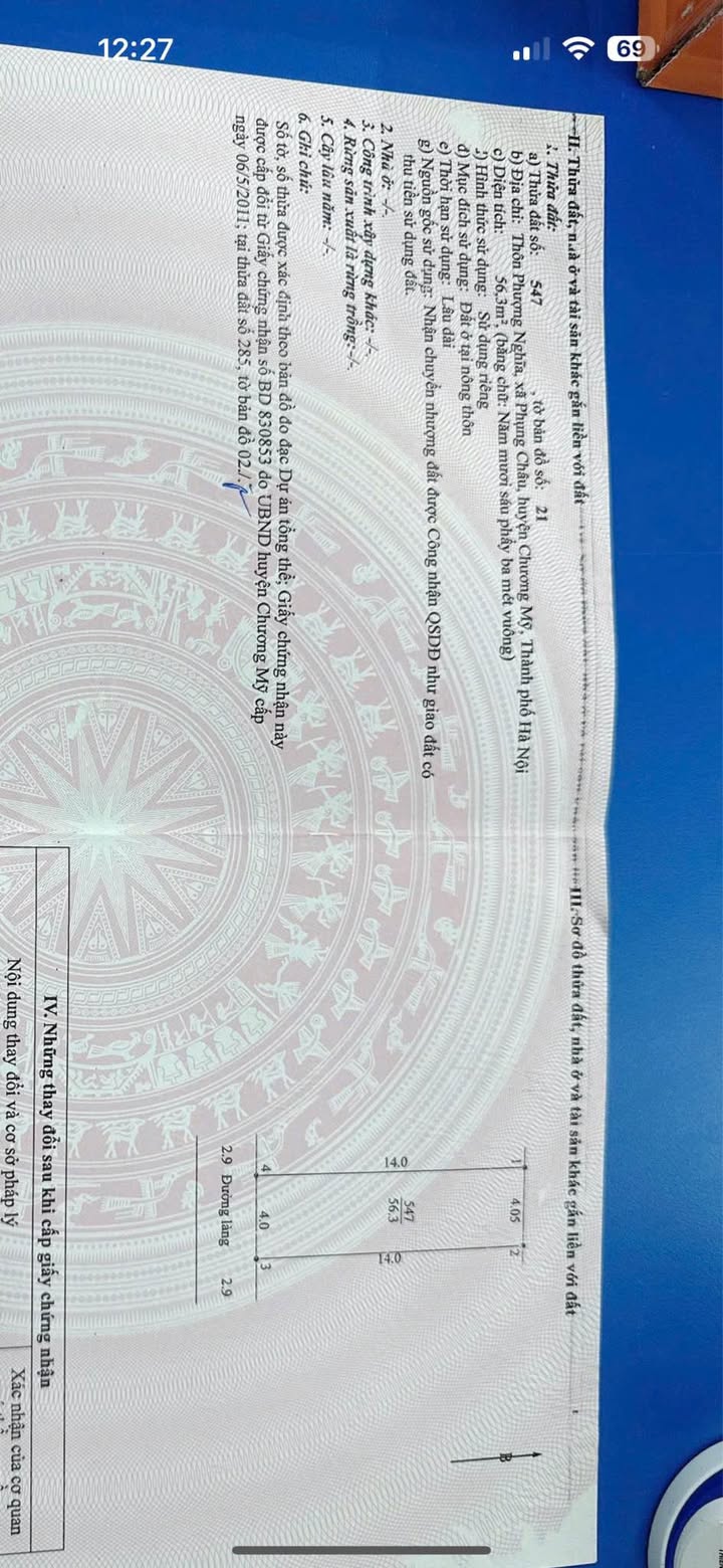 Đất Phụng Châu Chương Mỹ 56m² - Sổ đỏ chính chủ