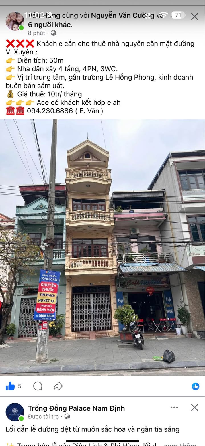 Nhà nguyên căn Vị Xuyên 50m² 10 triệu - Sẵn sàng ở ngay