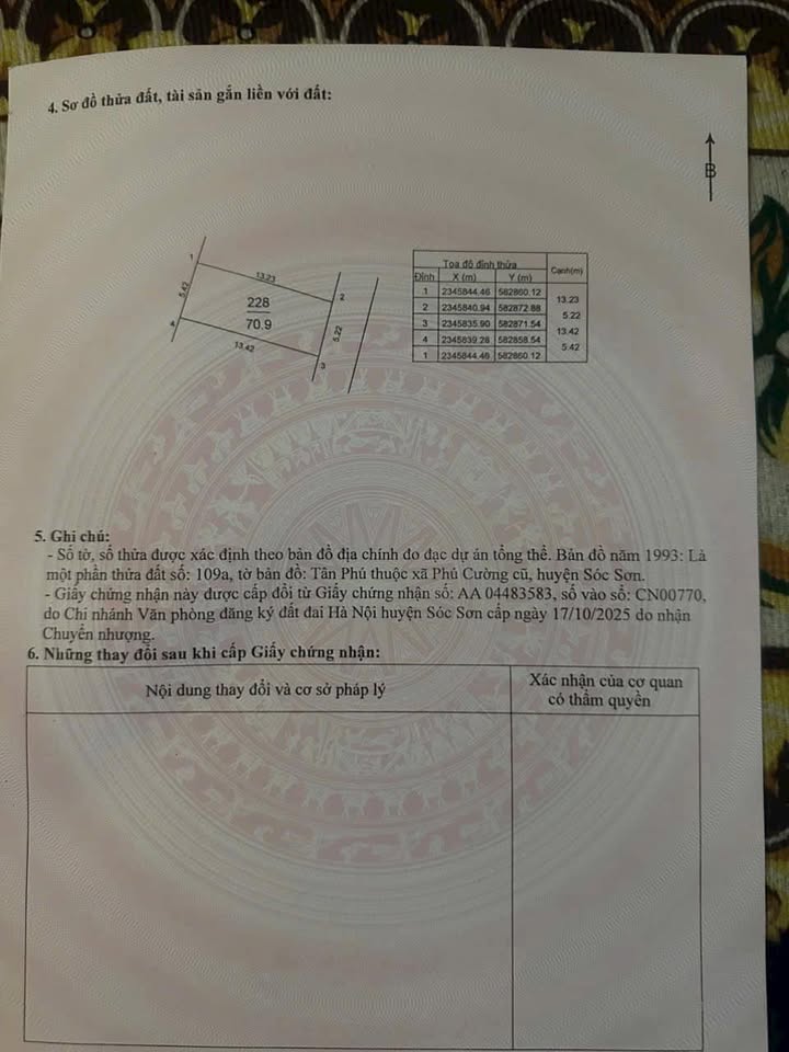 Đất nền Quang Tiến, Sóc Sơn 71m² - Sổ đỏ chính chủ