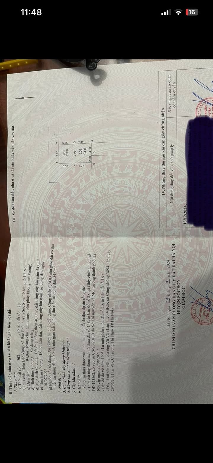 Đất nền Bắc Phú Sóc Sơn 94m²/1.6 tỷ - Sổ đỏ xây tự do