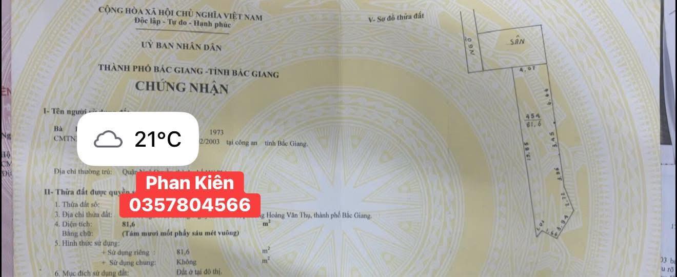 Nhà riêng Bắc Giang Nguyễn Văn Cừ 82m² - Chính chủ bán