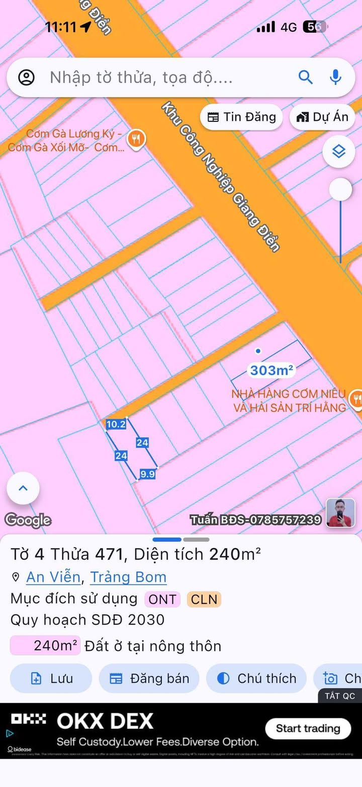 Đất nền KCN Giang Điền Đồng Nai 240m² - Đất thổ cư 100%