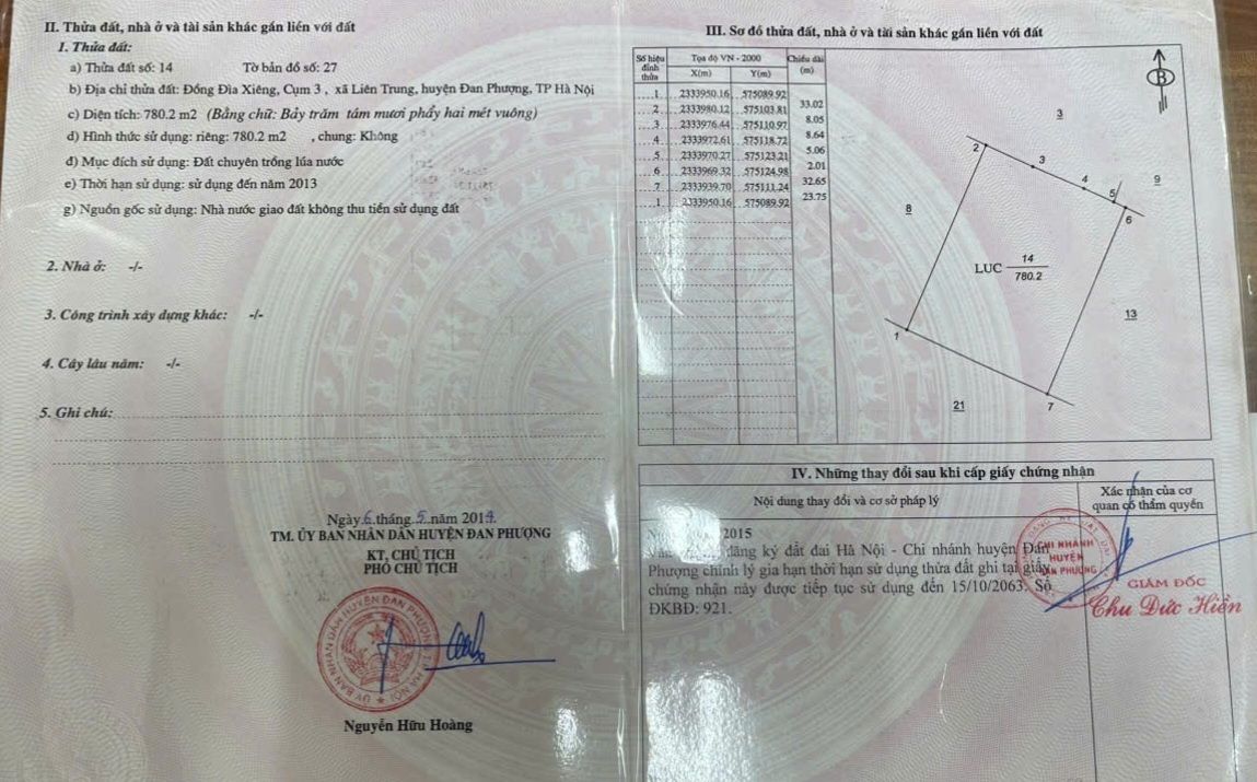 Đất Tân Hội Đan Phượng 720m² giá thỏa thuận - Sổ đỏ chính chủ