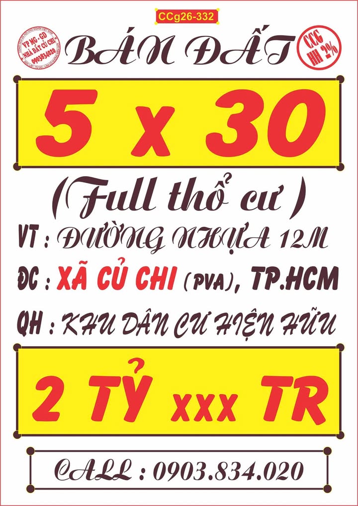 Đất nền Củ Chi Tân Thạnh Đông 150m² 2 tỷ - Sổ đỏ chính chủ