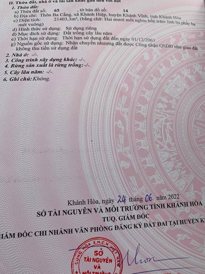 Đất vườn Khánh Hiệp 21000m² thỏa thuận - Sinh thái xanh