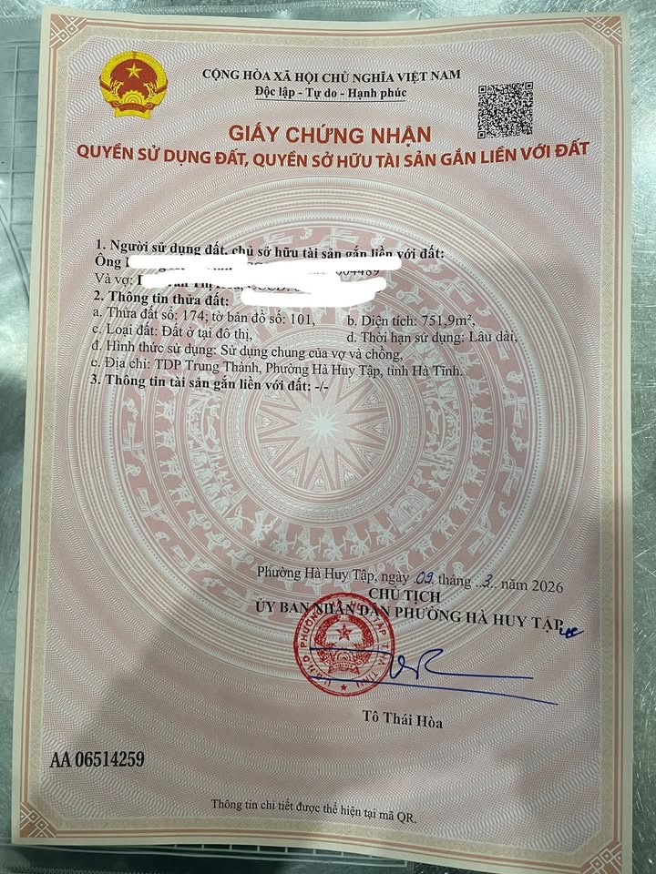 Đất nền Hà Huy Tập 752m² 2,2557 tỷ - Pháp lý rõ ràng