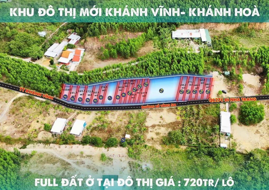 Đất nền Khánh Vĩnh 162m² giá 720tr - Sổ đỏ chính chủ