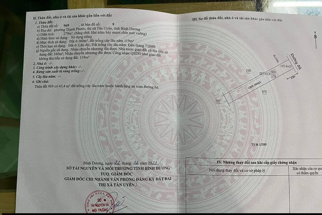 Đất Thạnh Phước Tân Uyên 279m² – Sổ đỏ chính chủ