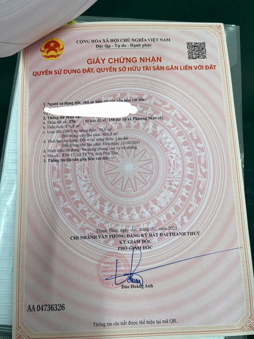 Đất Nền Tu Vũ, Thanh Thủy 476m² - Tiềm Năng Tăng Giá Vượt Trội