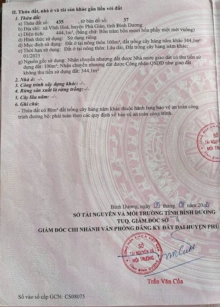 Đất nền DH511 Vĩnh Hòa 450m² giá 2 tỷ - Sổ đỏ chính chủ