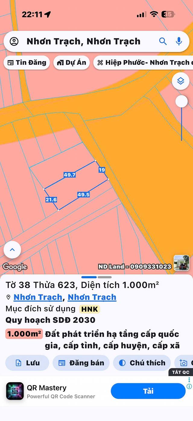 Đất nền Nhơn Trạch 25B 1000m² giá 3 tỷ - Sổ đỏ chính chủ