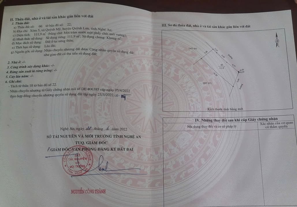 Đất nền Xóm 5 Quỳnh Mỹ 126m² thỏa thuận - Sổ đỏ chính chủ