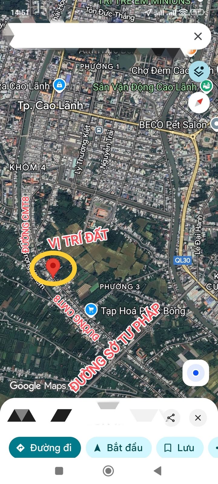 Đất nền CMT8 P.3 Cao Lãnh 58m² 2,3 tỷ - Sổ hồng riêng