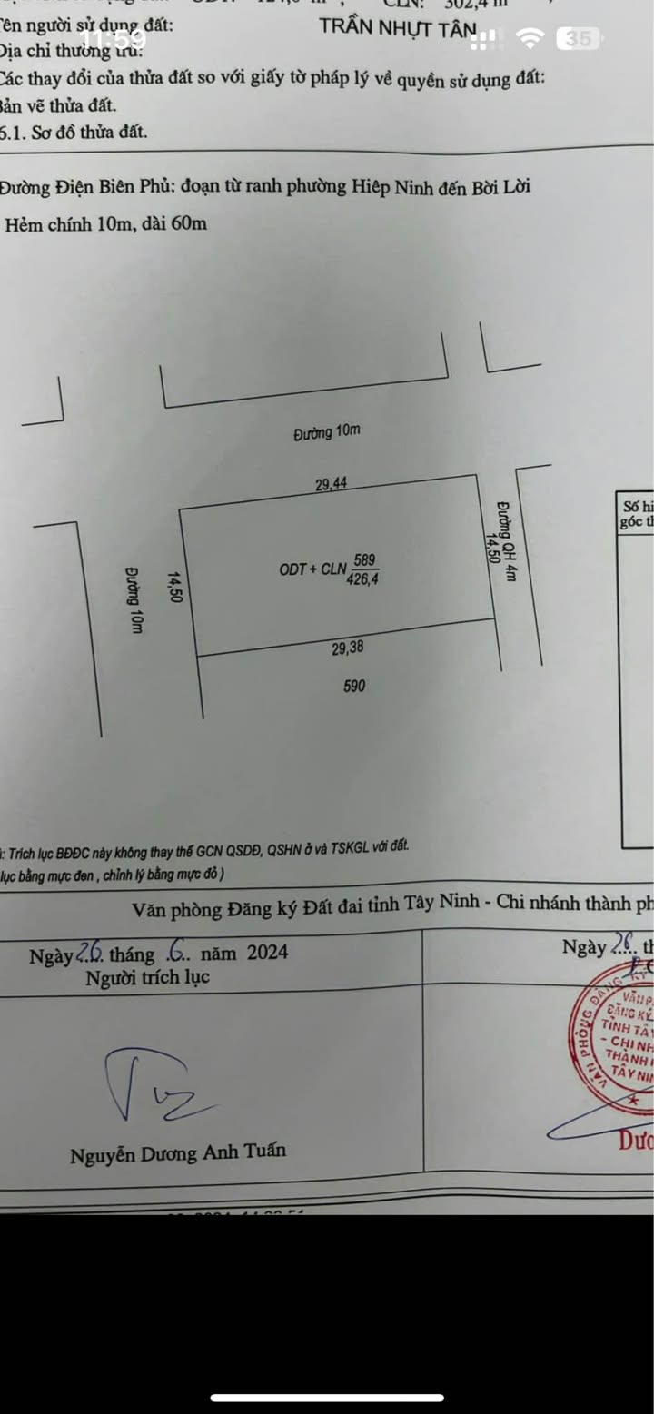 Đất nền Điện Biên Phủ Tây Ninh 124m² 3.2 tỷ - Sổ đỏ chính chủ