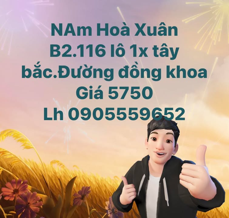 Đất nền Nam Hòa Xuân Đồng Khoa 100m² 5.75 tỷ - Sổ đỏ chính chủ