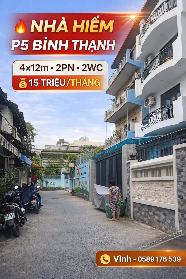 Nhà cho thuê P5 Bình Thạnh 48m² 15 triệu - Sẵn sàng ở ngay