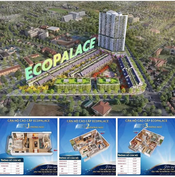 Căn hộ Ecopalace Buôn Ma Thuột 73m² 3,075 tỷ view đẹp