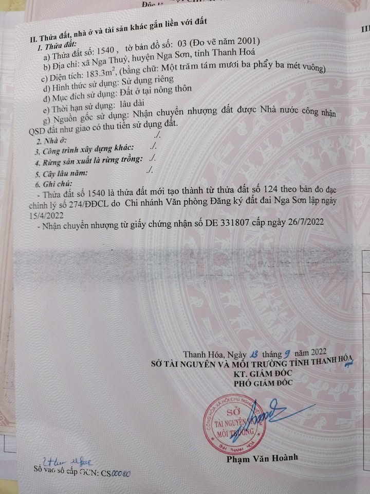 Đất nền Nga Thủy Thanh Hóa 183m² - Sổ đỏ chính chủ