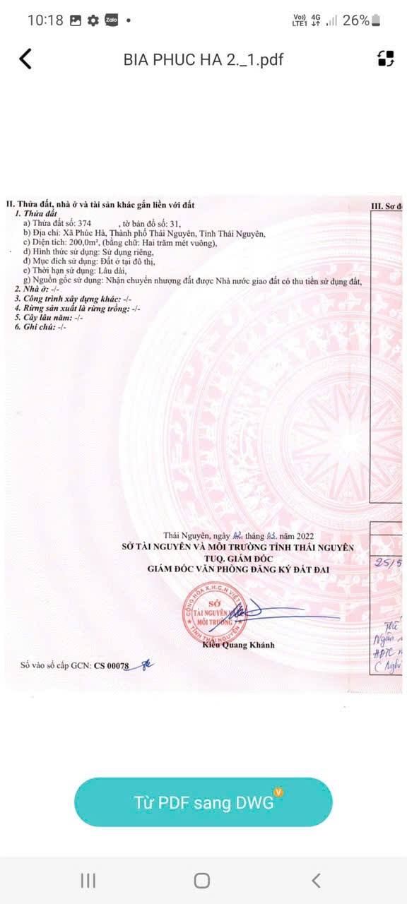 Đất nền Thịnh Đán Thái Nguyên 200m² 1,7 tỷ - Sổ đỏ chính chủ