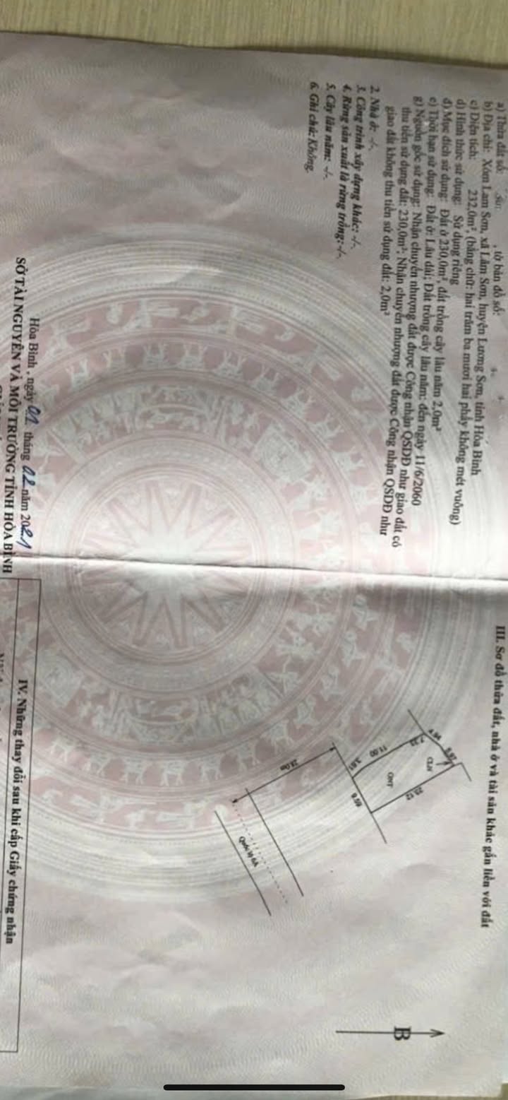 Đất nền Lâm Sơn QL6 232m² - Sổ đỏ chính chủ