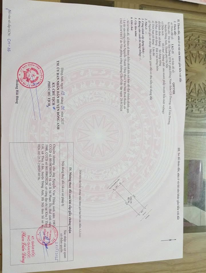 Đất tái định cư Vĩnh Ngọc Đông Anh 60m² 9,24 tỷ - Sổ đỏ chính chủ