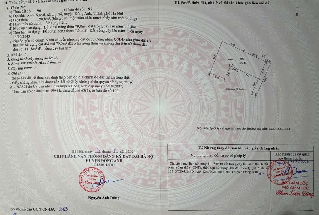 Đất nền Xóm Ngoài Đông Anh 190m2 11,4 tỷ - Sổ đỏ chính chủ