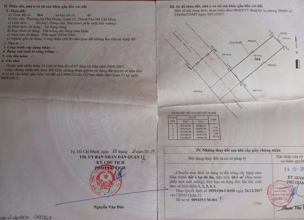 Đất nền An Phú Đông 27 60m² 3,8 tỷ - Đường ô tô