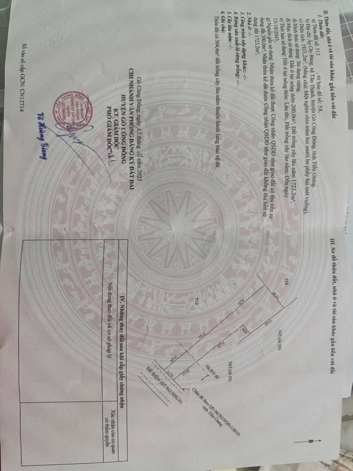 Đất nền Gò Công Đông 1.900m² 2,09 tỷ - Sổ đỏ chính chủ