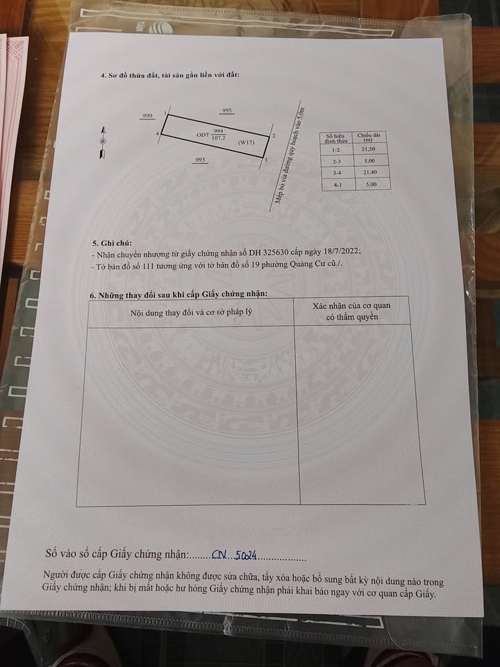 Land Cường Thành Quảng Xương 3,55 tỷ - Sổ đỏ chính chủ