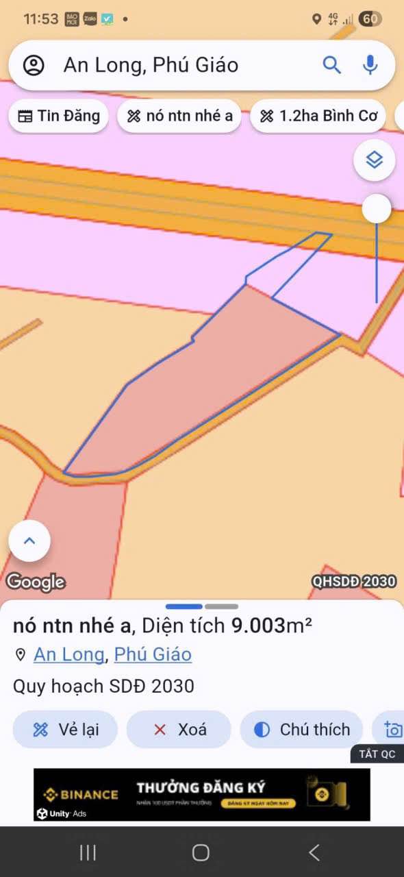 Đất An Long Phú Giáo 9.000m² giá 1x tỷ - Sổ đỏ chính chủ