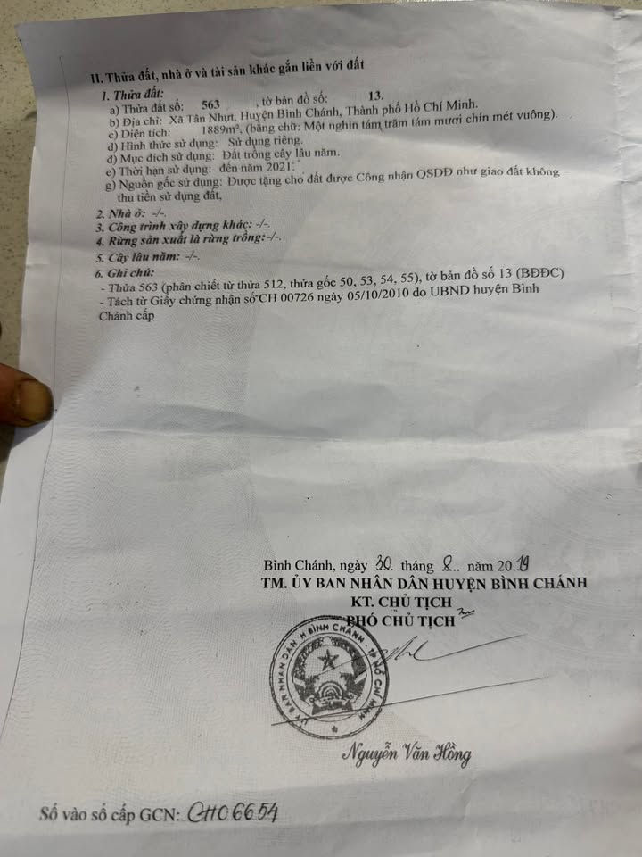 Đất Trần Đại Nghĩa Lê Minh Xuân 1889m² 3,21 tỷ - Sổ đỏ chính chủ