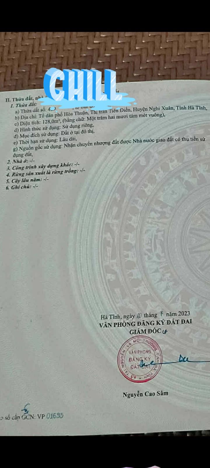 Đất nền Tiên Điền 128m² giá 1,5 tỷ - Sổ đỏ chính chủ
