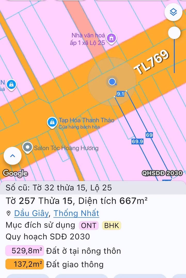Đất nền TL769 Lộ 25 667m² giá 6.4 tỷ - Đường to ô tô