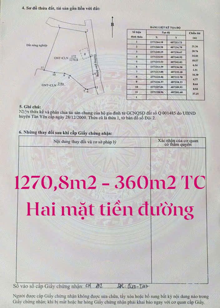 Đất nền Tân Trung Tân Yên 1.271m² giá thỏa thuận - Sổ đỏ chính chủ