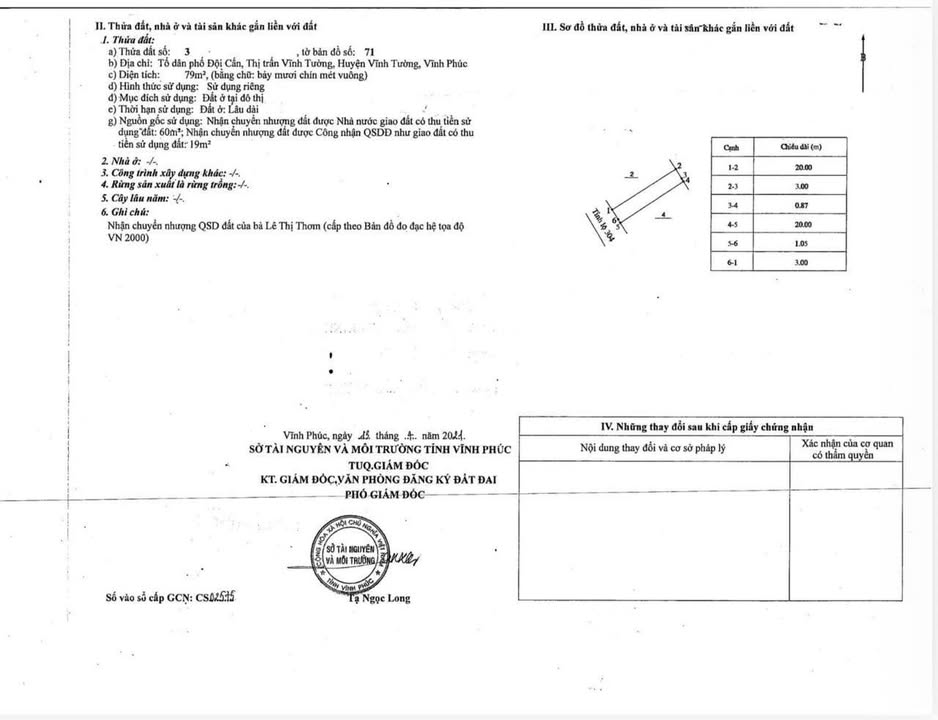 Đất nền Vĩnh Tường 79m² giá thỏa thuận - Sổ đỏ chính chủ
