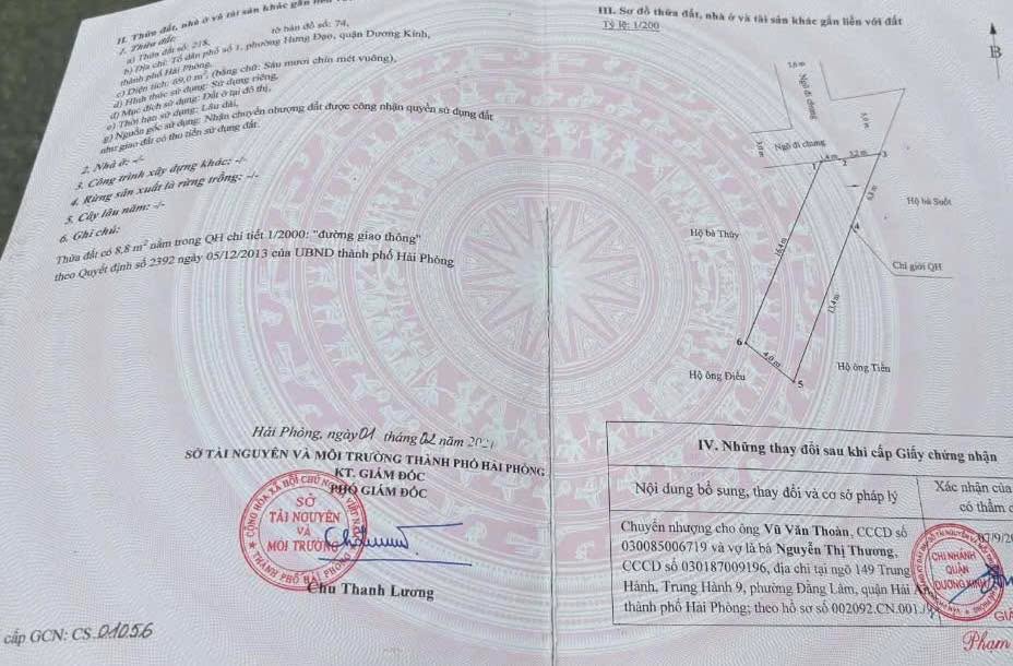 Đất Hưng Đạo Dương Kinh 69m² 1,05 tỷ – Sổ đỏ chính chủ