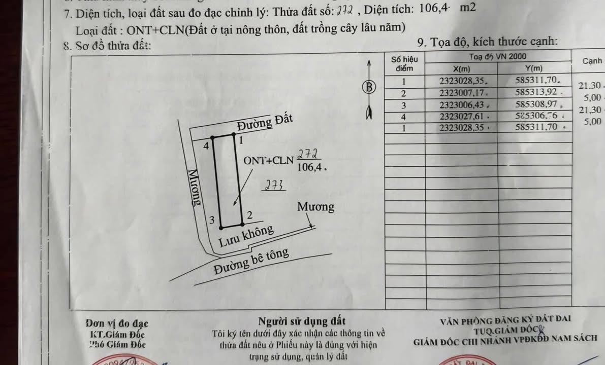 Đất thổ cư Nam Sách 106m² 1 tỷ - Sổ đỏ chính chủ