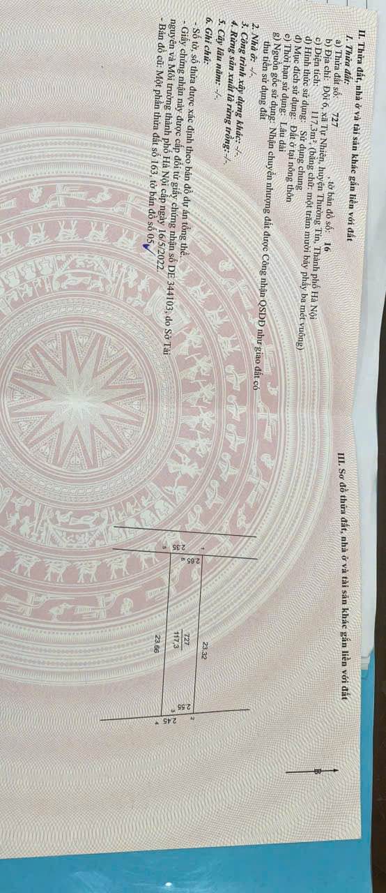 Đất nền Tự Nhiên Thường Tín 117m² 4x triệu/m² - Sổ đỏ chính chủ