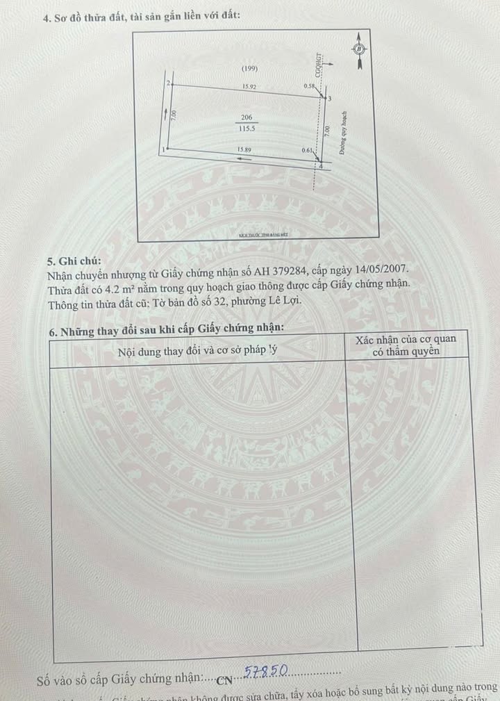 Đất Lê Lợi Vinh 116m² 6 tỷ - Sổ đỏ chính chủ