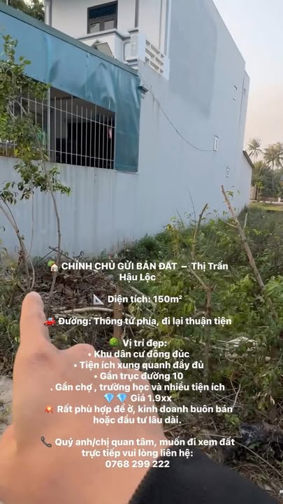 Đất nền Hậu Lộc 150m² giá 1.9 tỷ - Sổ đỏ chính chủ