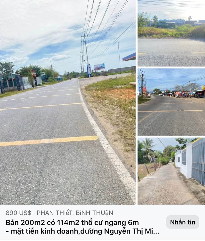 Đất nền Phan Thiết Nguyễn Thị Minh Khai 207m² 890 triệu - Sổ đỏ chính chủ