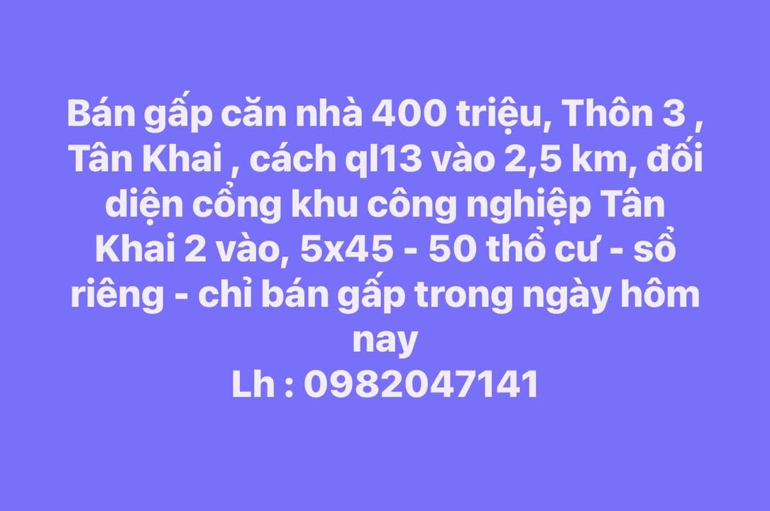 Nhà Thôn 3 Tân Hiệp 225m2 400tr - Chính chủ bán gấp