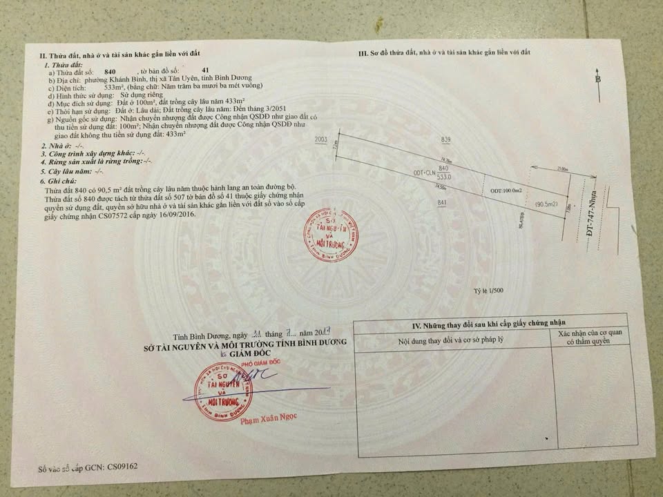 Đất nền DT747 Khánh Bình 533m² 6.2 tỷ - Sổ đỏ chính chủ